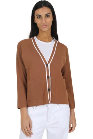 Gran Sasso Strik, Dame, Brun, 2XS, Uld, Stilfuld Cardigan