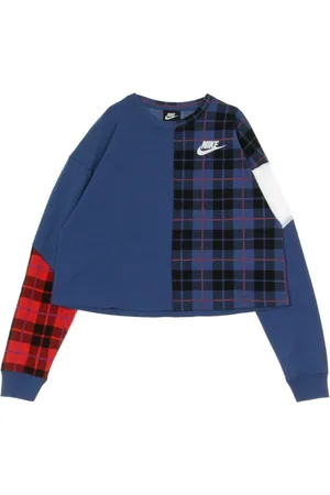 Nike Top, Dame, Flerfarvet, S, Polyester, Langærmet top i ternet Mystic Navy/Hvid