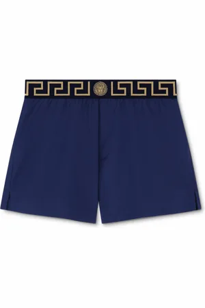 VERSACE Badetøj, Herre, Blå, S, Uld, Blå badebukser med Greca-kant