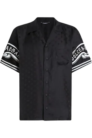 Dolce & Gabbana Skjorte, Herre, Sort, XL, Sort Button-Up Skjorte med Logo Print
