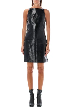 Courrèges Kjole, Dame, Sort, S, Bomuld, Sort Vinyl Mini Kjole Aw24