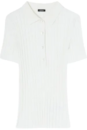Aspesi Top, Dame, Hvid, M, Uld, Stilfuld strikket polo shirt