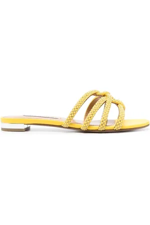 Aquazzura Sko, Dame, Gul, 37 EU, Moondust Spændte Flad Sandaler
