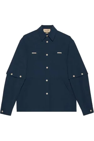 Gucci Skjorte, Herre, Blå, L, Bomuld, Straight-point Collar Bomuldsskjorte