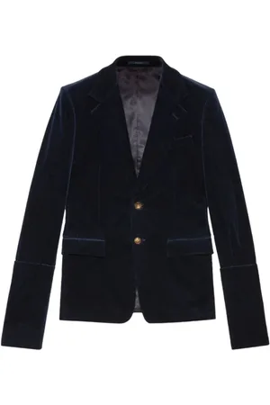 Gucci Jakke, Herre, Blå, M, Bomuld, detachable-sleeved single-breasted blazer