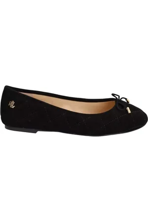 Ralph Lauren Sko, Dame, Sort, 36 1/2 EU, Suede, Londyn Bow-Trim Suede Ballerina Sko