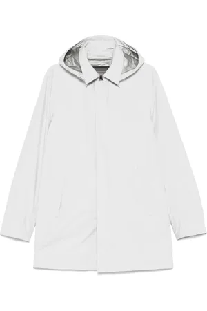 HERNO Jakke, Herre, Hvid, 2XL, Uld, Let Vandtæt Regnfrakke med Aftagelig Hætte