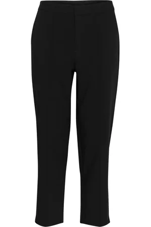 Kaffe Bukser, Dame, Sort, L, Uld, Elastiske Cropped Bukser Sort Dyb
