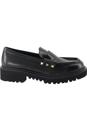 VALENTINO GARAVANI Sko, Dame, Sort, 37 1/2 EU, Læder, Rockstud Slip-On Moccasins