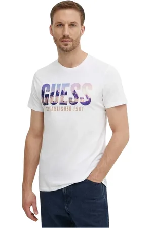Guess Top, Herre, Hvid, 2XL, Bomuld, T-shirt med broderet logo - Hvid Slim Fit