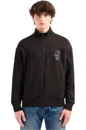 Armani Exchange Sweathshirts & Hoodies, Herre, Sort, M, Polyester, Bomulls-väst med dragkedja