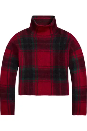 Ralph Lauren Strik, Dame, Rød, L, Uld, Ternet Rullekrave Sweater