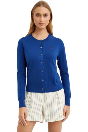 Ralph Lauren Strik, Dame, Blå, M, Bomuld, Cardigan