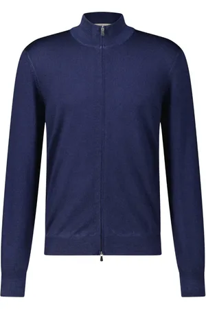 Gran Sasso Strik, Herre, Blå, 4XL, Uld, Uld Cardigan Straight Cut Soft Knit