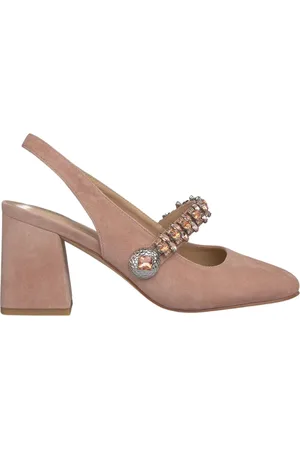 Alma en Pena Sko, Dame, Lyserød, 36 EU, Læder, Square Heel Pumps med Rhinestone Detaljer