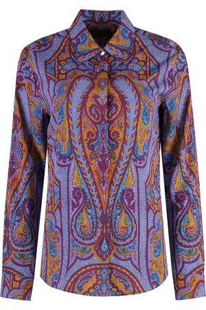 Ralph Lauren Bluser & Skjorter, Dame, Lilla, XL, Uld, Jacquard Skjorte med Rundet Kant