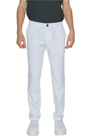 Armani Exchange Bukser, Herre, Hvid, W32, Bomuld, Hvide Bukser med Lynlås og Knapper