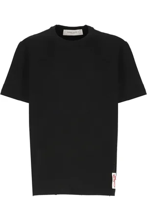 Golden Goose Top, Herre, Sort, S, Bomuld, Sort bomulds T-shirt med logo patch