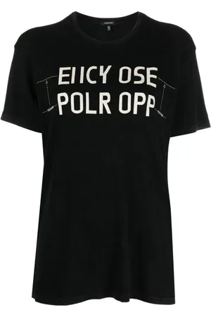 R13 Top, Dame, Sort, S, Bomuld, Casual Kortærmet T-shirt