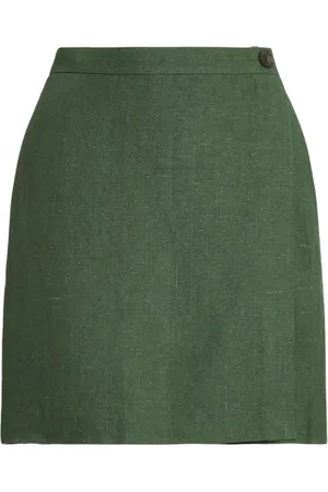 Ralph Lauren Nederdel, Dame, Grøn, L, Linned, Linen Mini Skirt