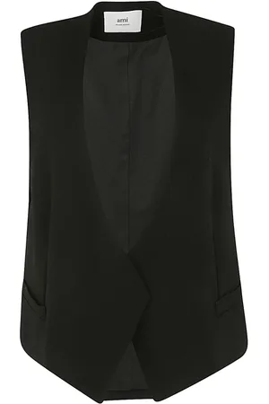 Ami Jakke, Dame, Sort, XS, Uld, 001 Sort ærmeløs jakke