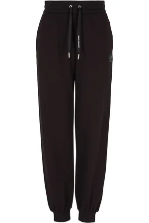 Armani Exchange Bukser, Dame, Sort, M, Bomuld, Sorte Joggingbukser, Regular Fit, Elastisk Talje
