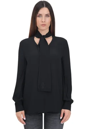 Armani Exchange Bluser & Skjorter, Dame, Sort, XS, Rayon, Sort broderet damesbluse
