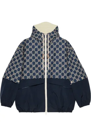 Gucci Jakke, Dame, Blå, XL, Double G zip-up hættejakke