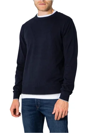 Armani Exchange Strik, Herre, Blå, 2XL, Bomuld, Blå striktrøje med rund hals