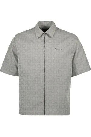 Givenchy Jakke, Herre, Grå, 3XS, Bomuld, Grå Zip-Up Skjortejakke Jacquard
