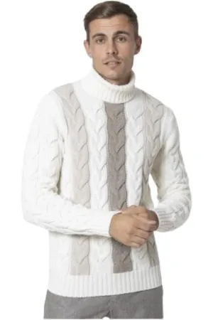 Gran Sasso Strik, Herre, Hvid, 3XL, Twisted Roll Neck Turtleneck