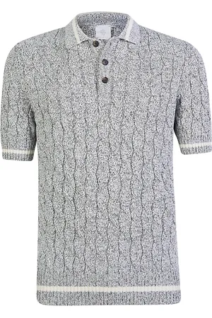 ELEVENTY Strik, Herre, Grå, M, Bomuld, Bomuld Mouliné Flet Polo Shirt