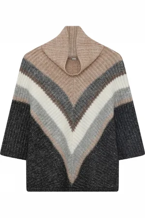 gustav Strik, Dame, Flerfarvet, L, Bomuld, Roll Neck Cape Sweater