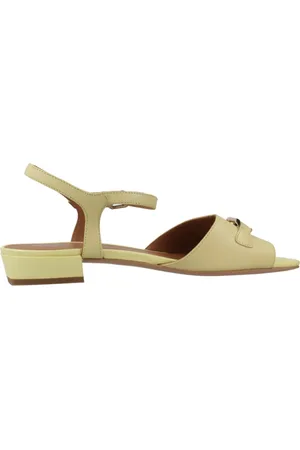 Geox Sko, Dame, Gul, 38 EU, Læder, Elegante sommer flade sandaler