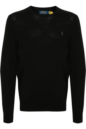 Ralph Lauren Strik, Herre, Sort, XL, Uld, Rundhalset strik
