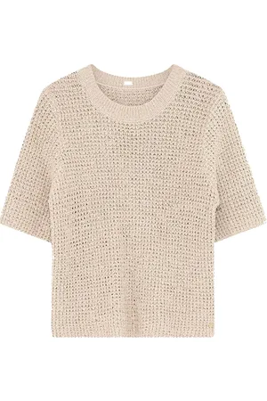 gustav Strik, Dame, , M, Bomuld, Kortærmet strik T-shirt med pailletter