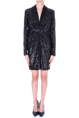 Ralph Lauren Kjole, Dame, Sort, M, Polyester, Sort Sequin Kjole med Lynlås Bagpå
