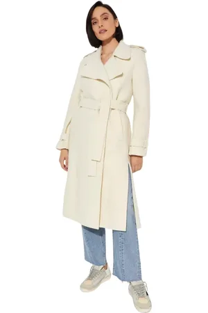 Harris Wharf London Frakke, Dame, Hvid, M, Uld, Dobbeltknappet trenchcoat med slidser