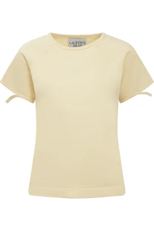 LAURENCE BRAS Top, Dame, , L, Uld, Broderet Crewneck T-shirt med ærmedetalje
