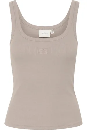 Gestuz Top, Dame, Grå, S, Bomuld, Logo Top 2.0 Rock Ridge