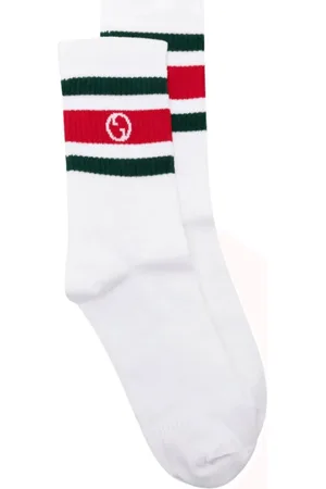 Gucci Undertøj, unisex, Hvid, L, Bomuld, Hvide bomuldsmellemlange sokker med Interlocking G-logo