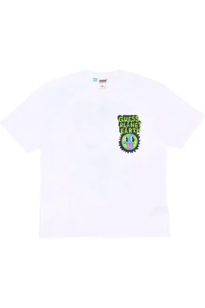 Guess Top, Herre, Hvid, XL, Bomuld, Earth Day Planet T-shirt