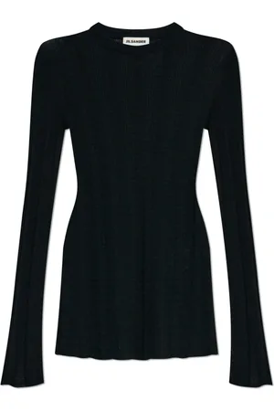 Jil Sander Strik, Dame, Sort, M, Uld, Top med sidelommer