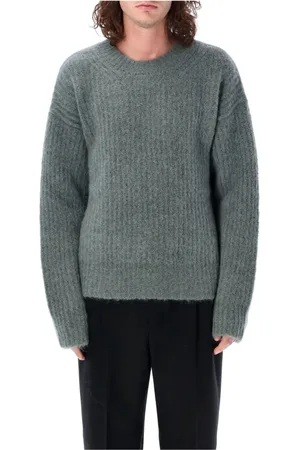 Ami Strik, Herre, Grå, 2XL, Uld, Lækker Chunky Mohair Sweater i Lerfarvet
