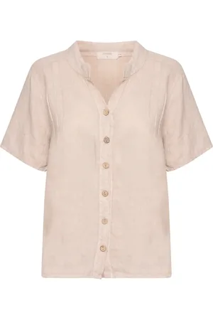 Cream Bluser & Skjorter, Dame, , XS, Linned, Sand Linned Skjorte med V-Hals