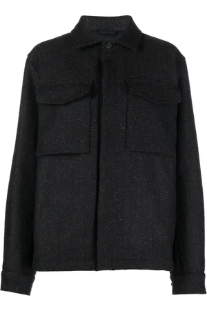 Baracuta Jakke, Dame, Blå, L, Uld, Herringbone Uldjakke