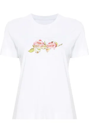 Givenchy Top, Dame, Hvid, S, Bomuld, Hvid Jersey Top med Blomsterprint
