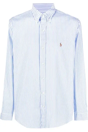Ralph Lauren Skjorte, Herre, Blå, 2XL, Bomuld, Skjorte med knapper og broderet logo