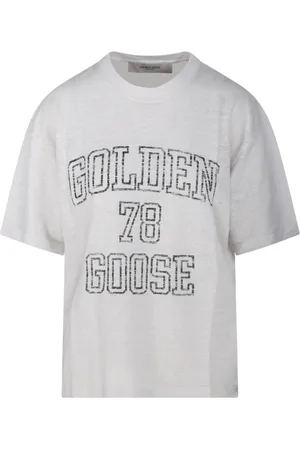 Golden Goose Top, Dame, Hvid, S, Uld, Heritage Boxy T-shirt med indvendigt print