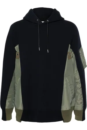 SACAI Sweathshirts & Hoodies, Herre, Blå, S, Bomuld, Farveblok hættetrøje med lynlåslomme